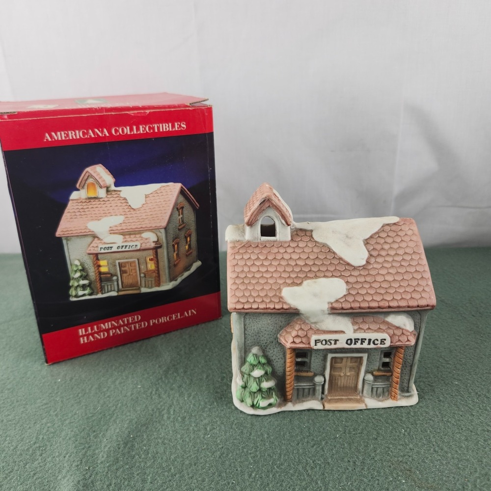 Vintage K-Mart Trim A Home Americana Christmas Village Post Office Porcelain